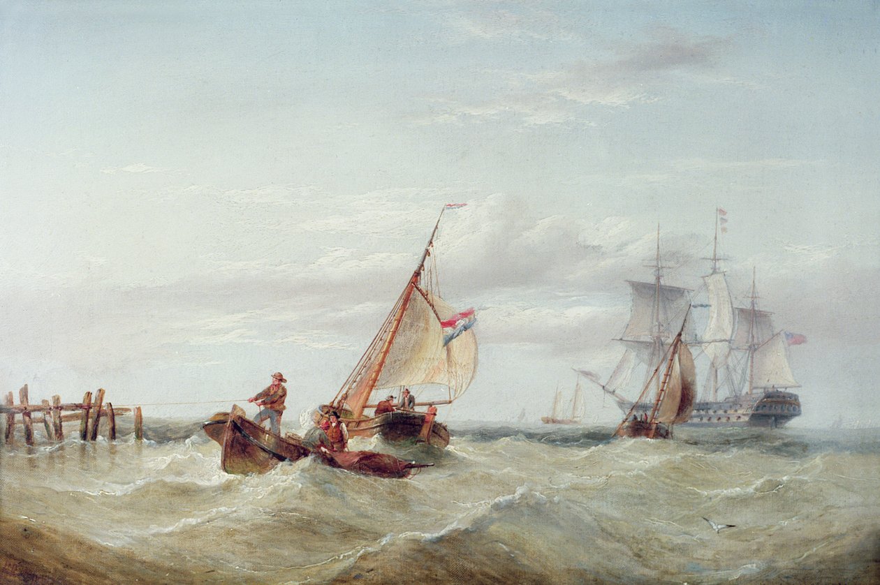 Um East Indiaman e outro Shipping off the Coast de Henry Redmore