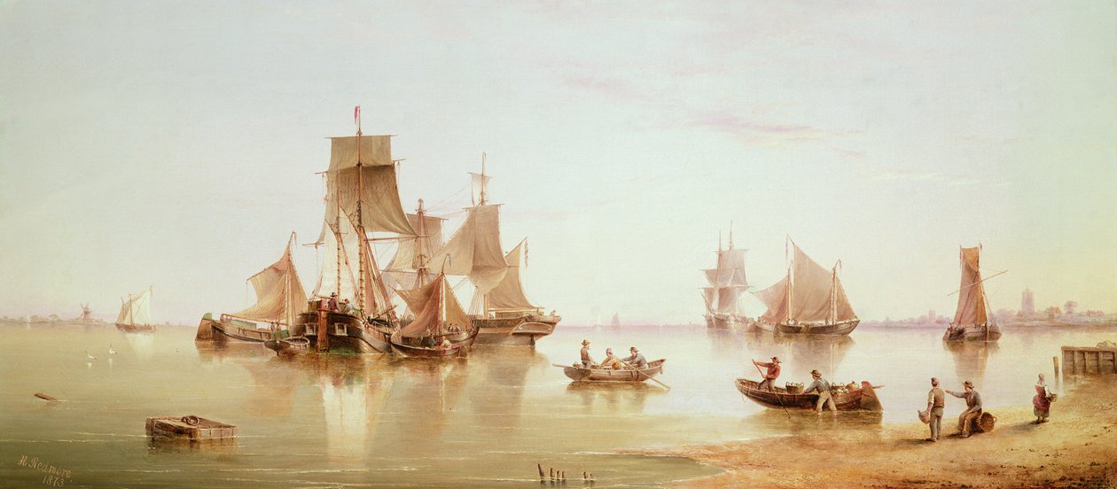 Navios em uma calma, 1873 de Henry Redmore