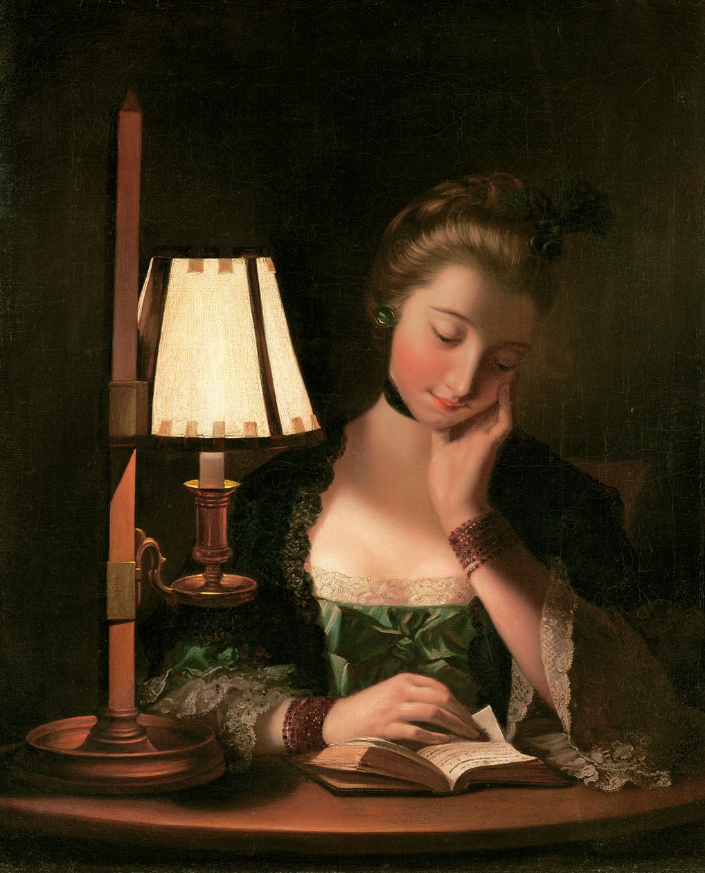 Mulher, leitura, papel-bell, sombra, 1766 de Henry Robert Morland