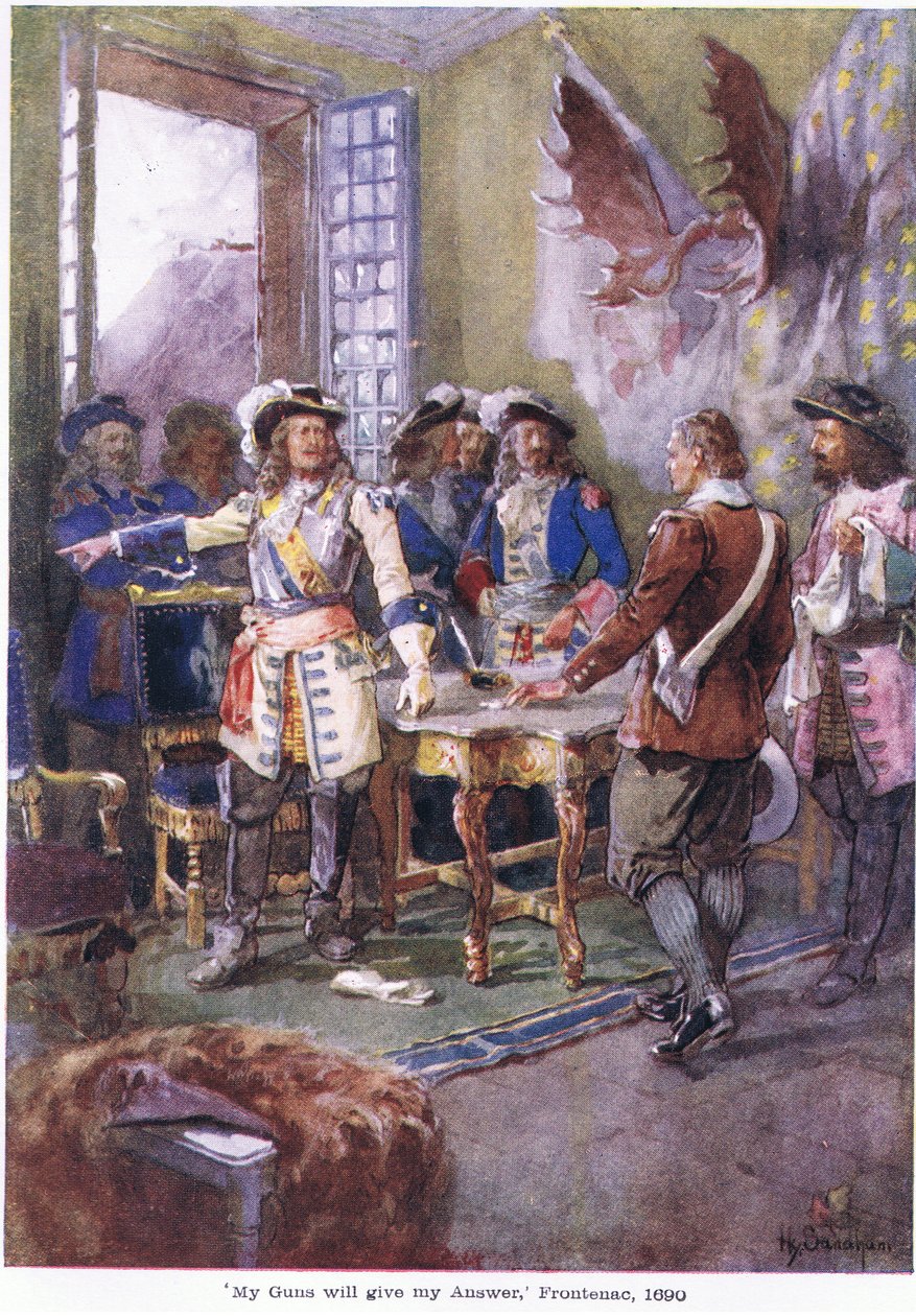 Minha arma vai dar a minha resposta Frontenac, 1690, c.1920 de Henry Sandham