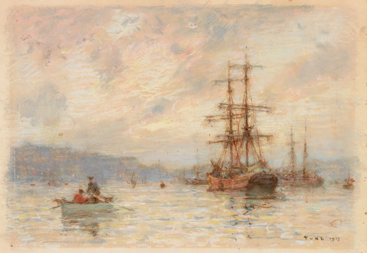 Sundown (pastel sobre papel) de Henry Scott Tuke