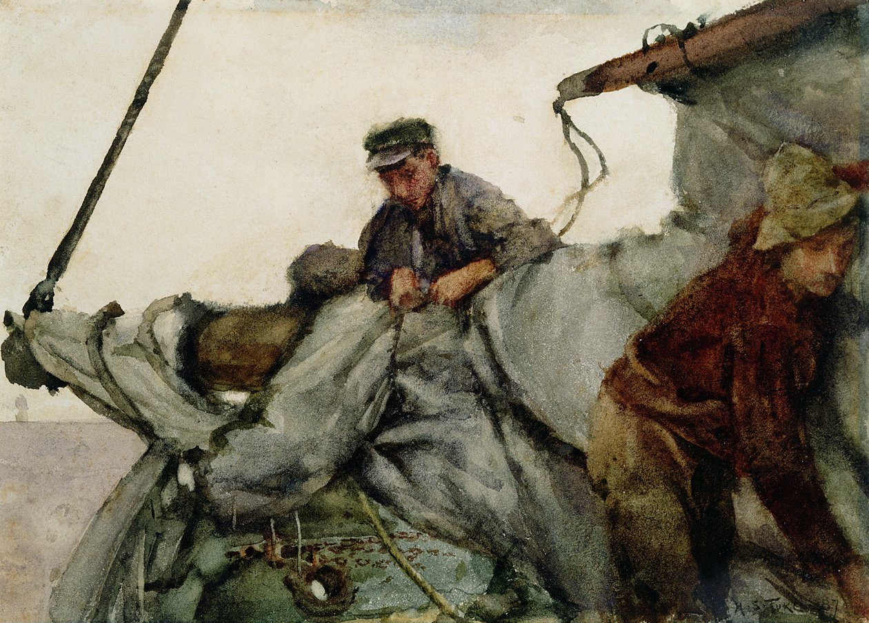 Trabalhando na vela, 1887 de Henry Scott Tuke