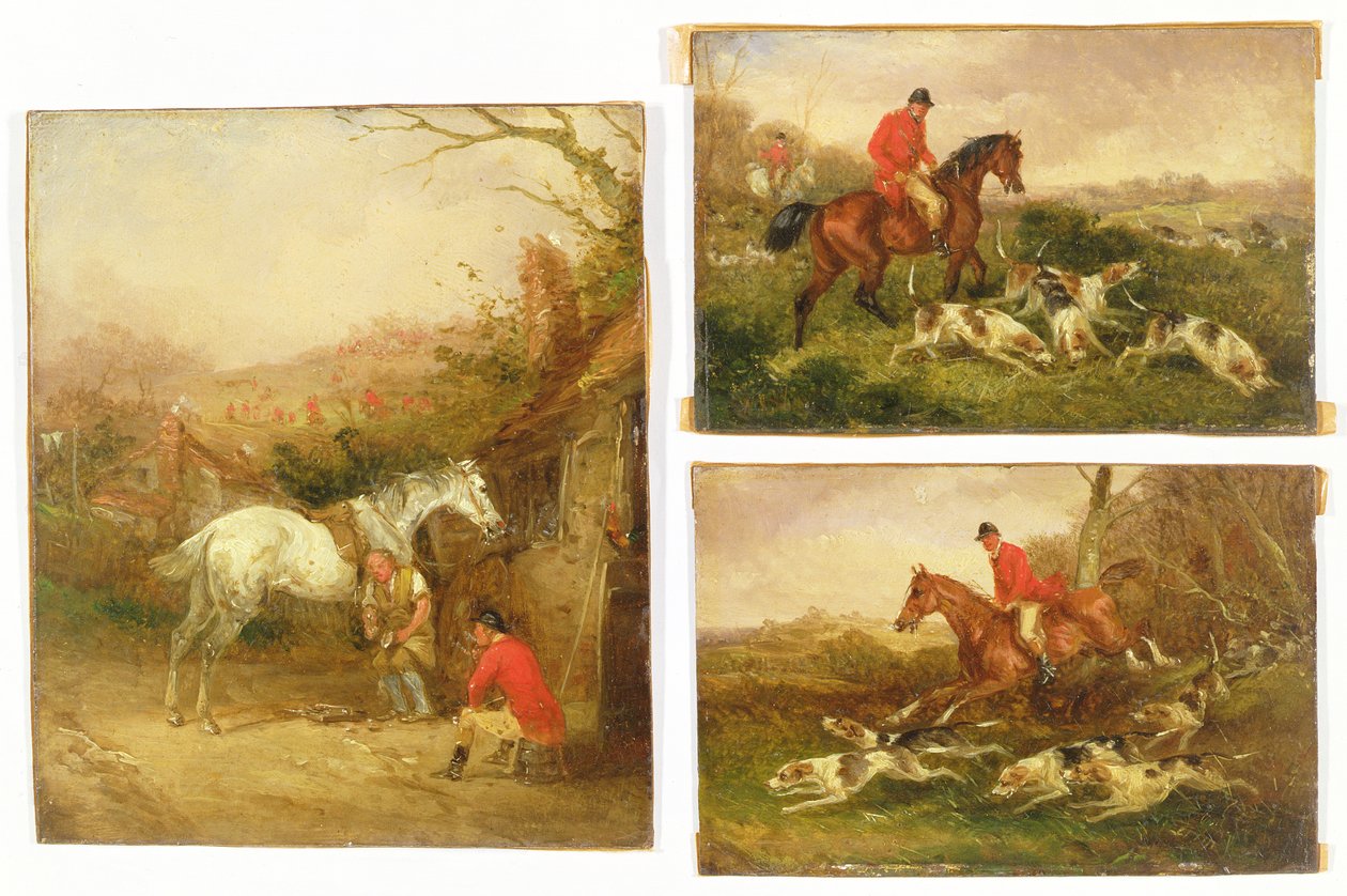 Shoeing, The Check e ido embora, do século XIX de Henry Thomas Alken