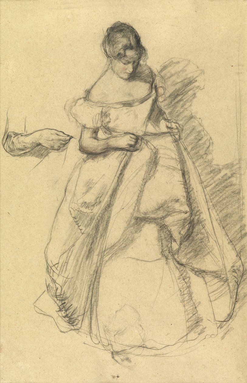 Estudo de uma garota para &39;The Torn Gown&39; (giz no papel) de Henry Tonks