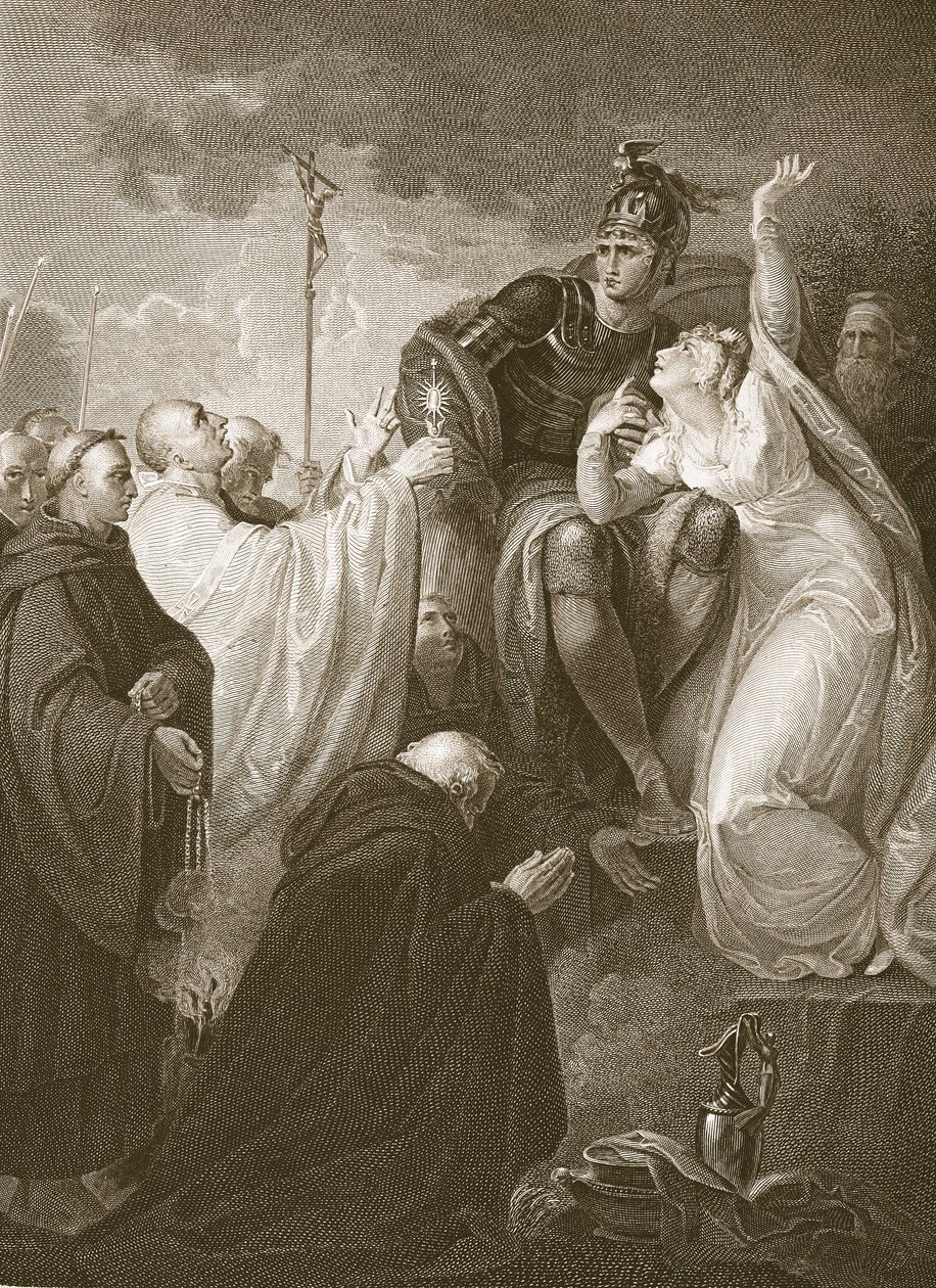 Santo Agostinho antes de Ethelbert, gravado por A. Smith, ilustração de David Hume "A História da Inglaterra", pub. por R. Bowyer, Londres, 1812 de Henry Tresham