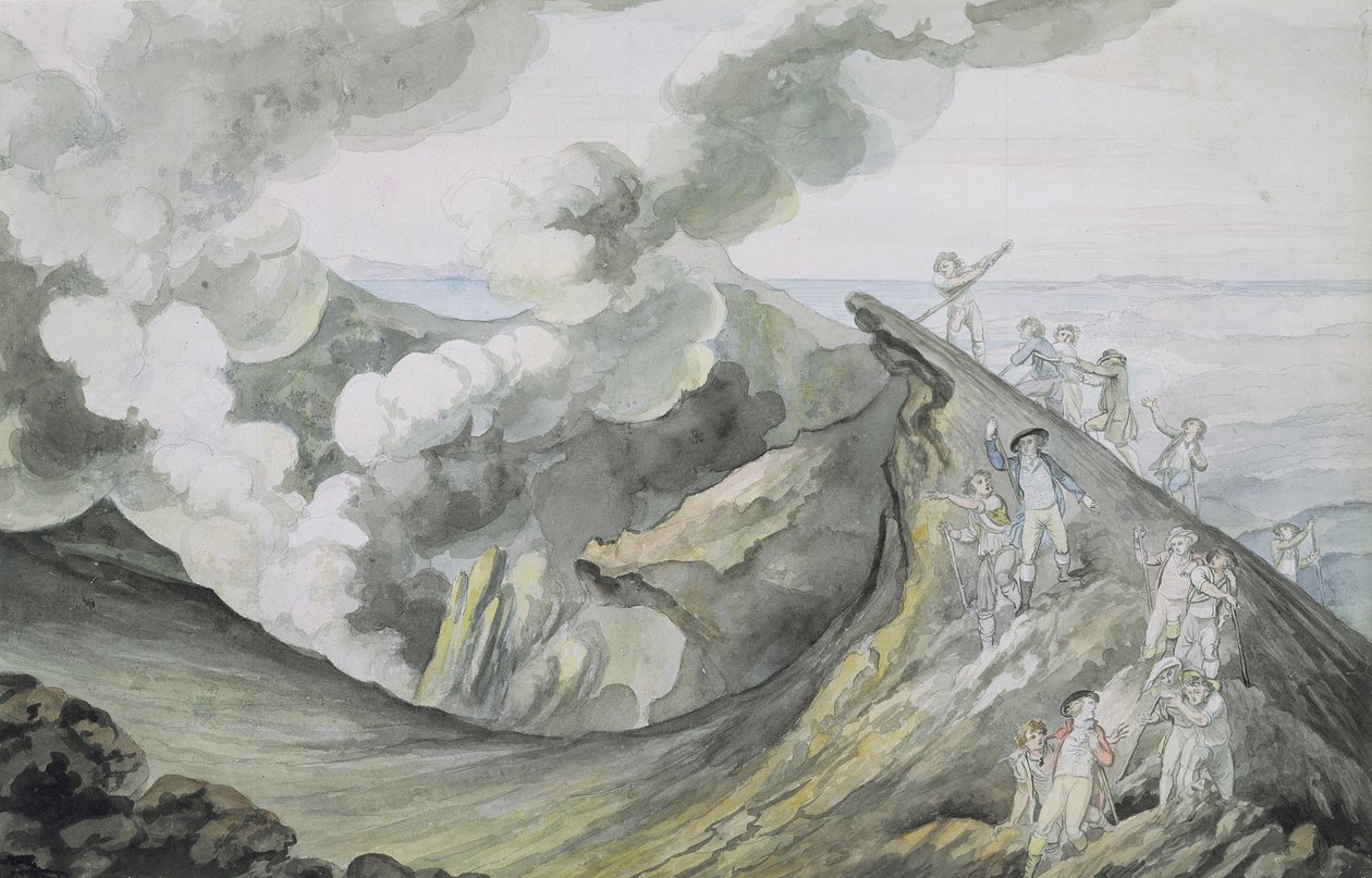 A Ascensão do Vesúvio, 1785-91 (wc sobre grafite sobre papel) de Henry Tresham