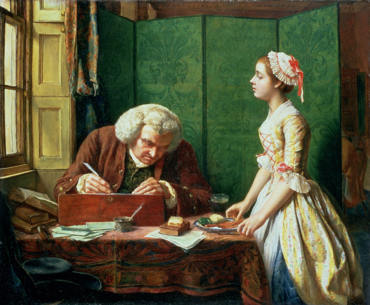Dr. Johnson (1709-84) em Cave&39;s the Publisher, 1854 de Henry Wallis