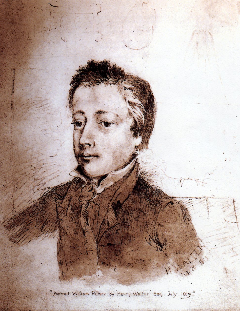 Retrato de Samuel Palmer (1805-81) como um menino, 1819 de Henry Walter