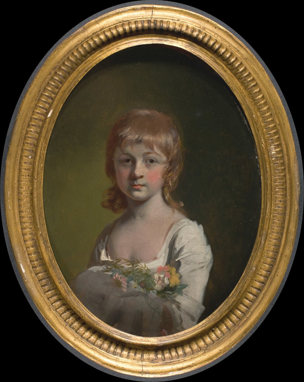 Menina, com, um, buquê flores de Henry Walton