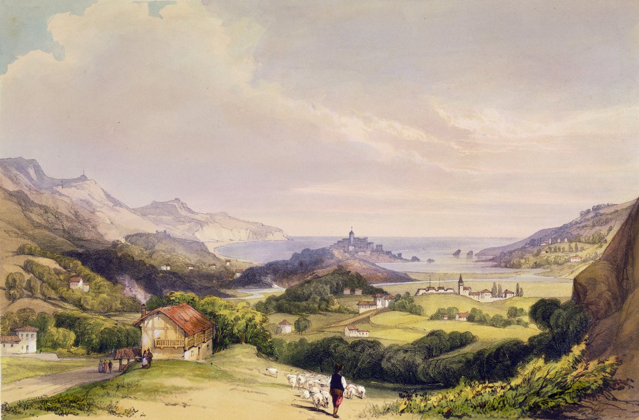 Carlist Fort El Parque com Fuentarabia e boca do Bidassoa, 1838 de Henry Wilkinson