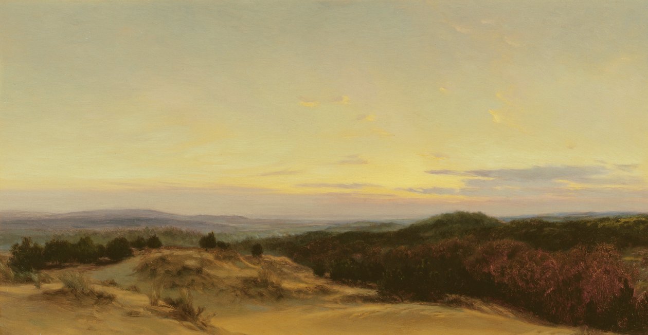 Pôr do sol sobre uma paisagem de Henry William Banks Davis