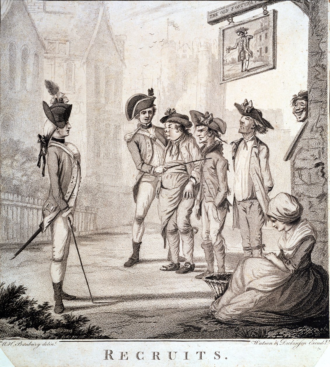 Recrutas, gravados por Watson e Dickinson, 1780 de Henry William Bunbury
