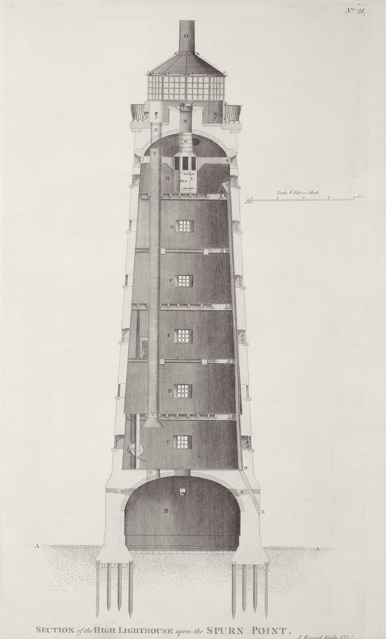 Farol de Edystone gravado por John Record (fl.1768-80), 1781 de Henry Winstanley