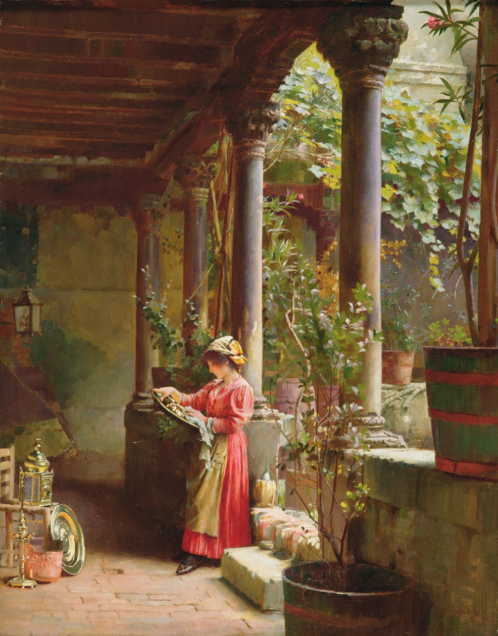 Um pátio em Veneza, 1896 de Henry Woods
