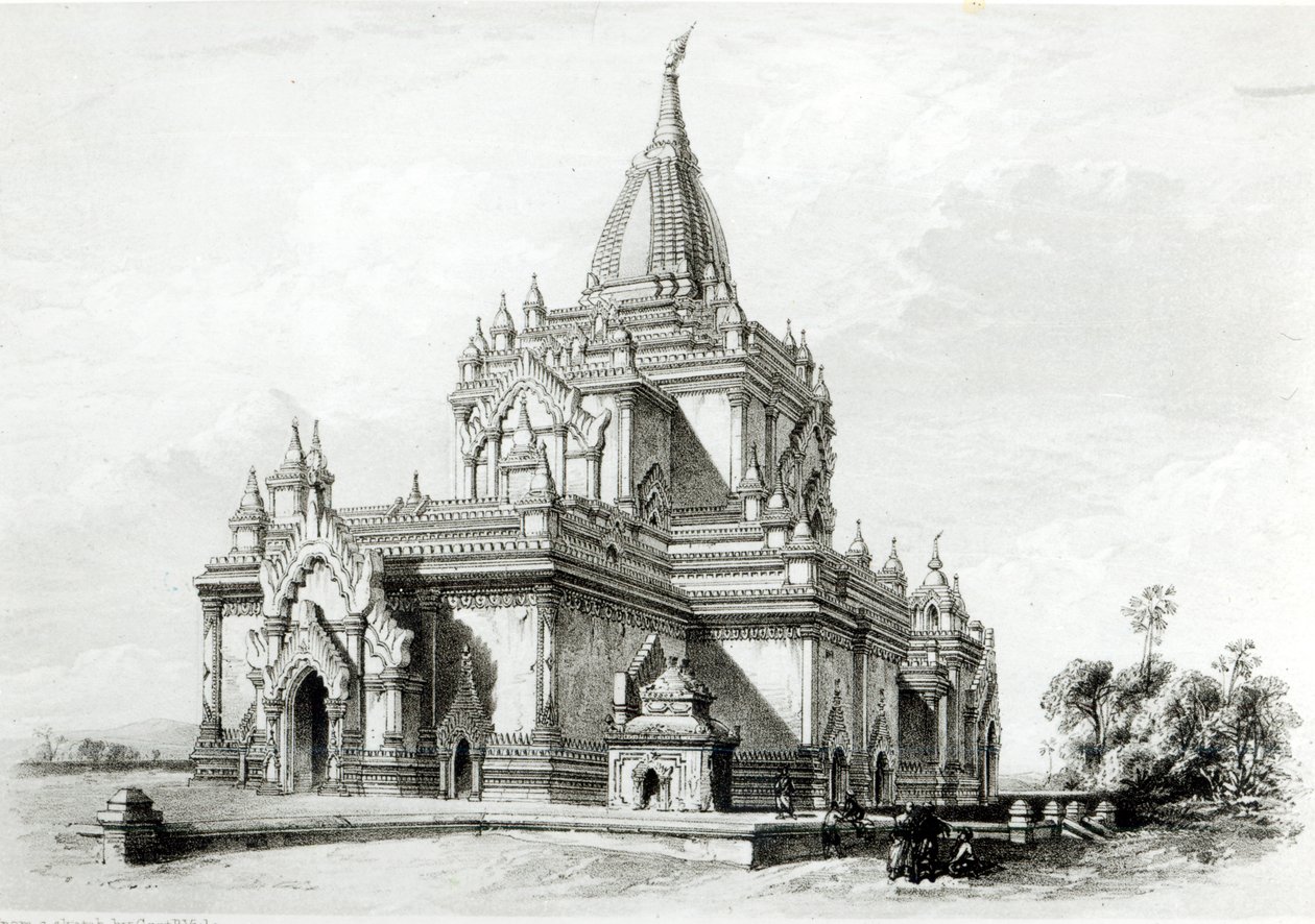 Vista nordeste oriental do templo de Gaudapalen em pagão de Henry Yule