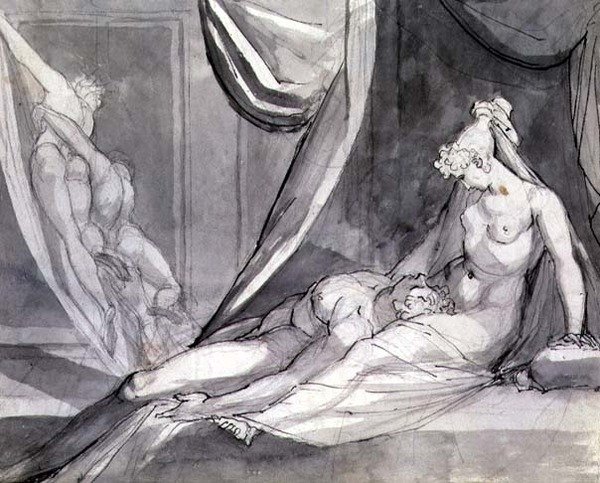 O corpo de Sarpedon trazido para casa pela Morte e o Sono ("Ilíada", Livro XVII, 682) de Johann Heinrich Füssli