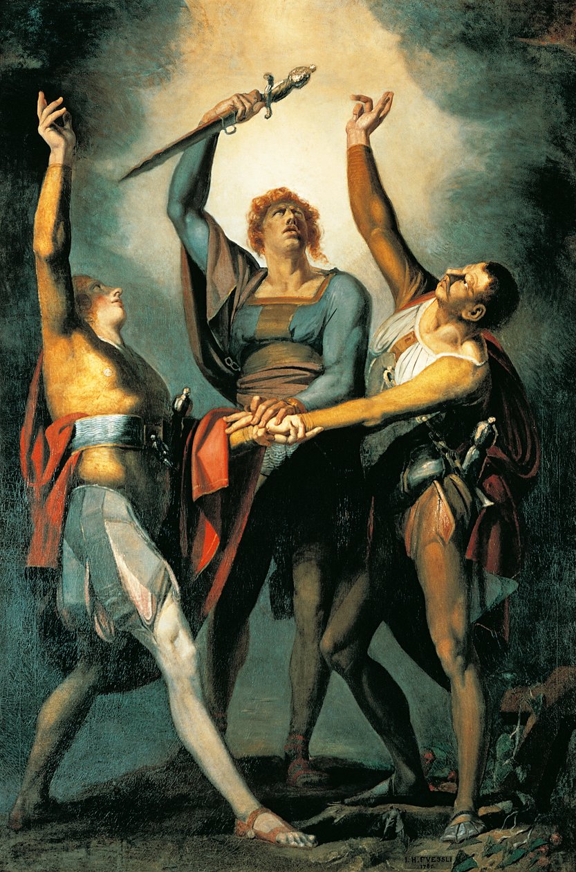 Os três confederados durante o juramento de Rutli de Johann Heinrich Füssli