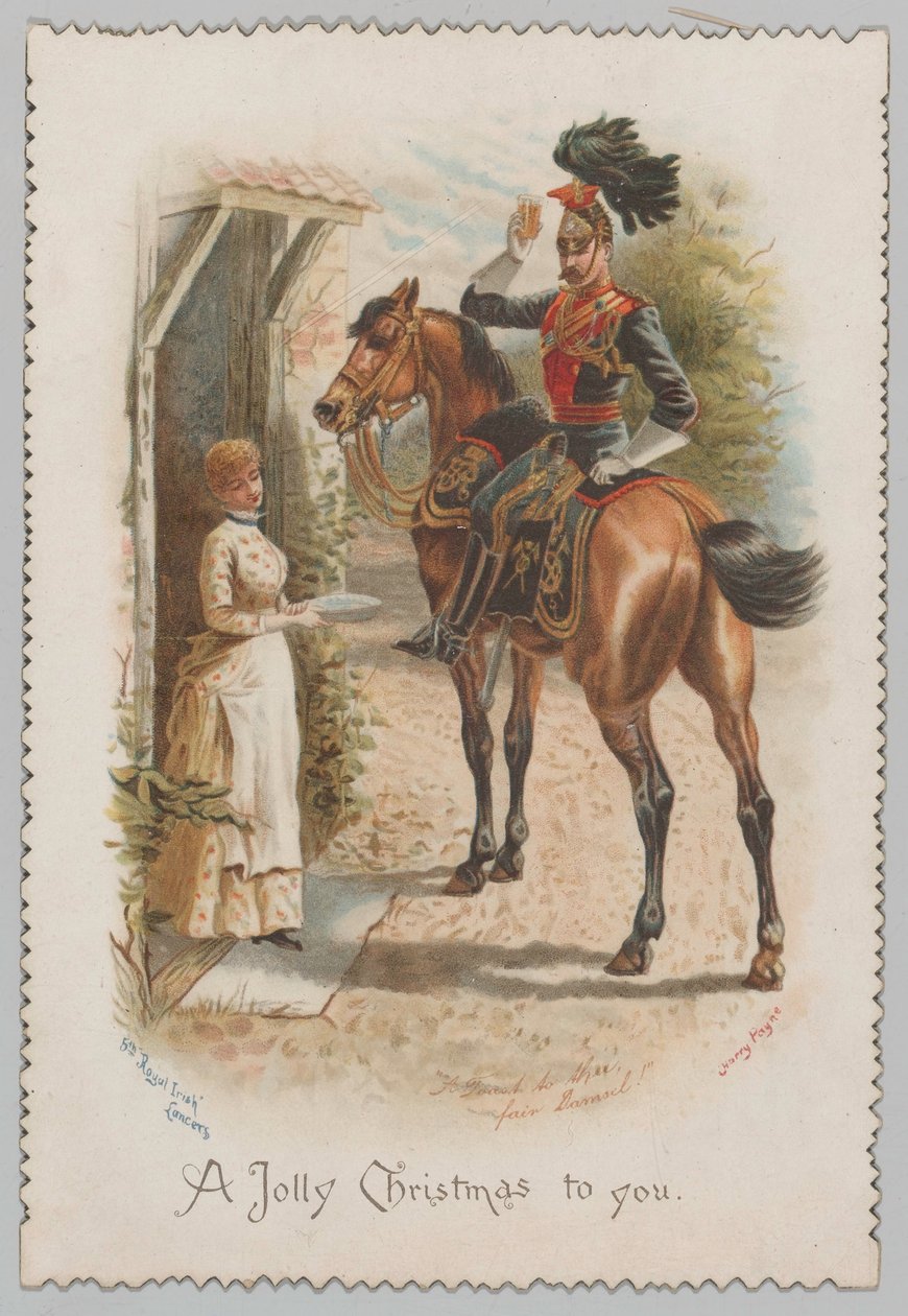 Um brinde a ti, bela donzela! Um feliz Natal para ti (cartão de Natal) de Henry Payne