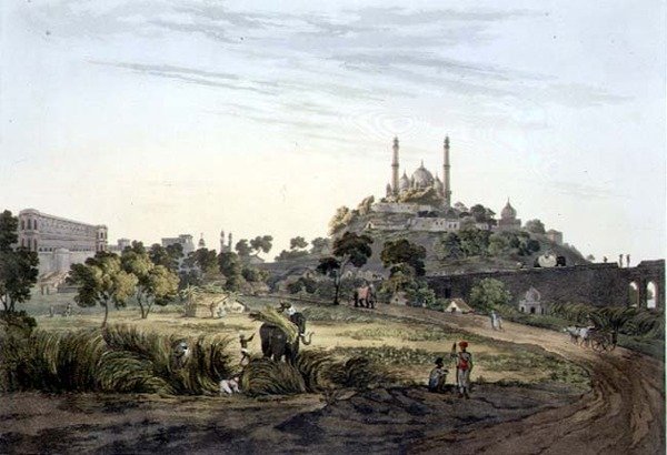 Uma Vista em Lucknow, placa VII, gravada por Daniel Havell (1785-1826) 1809 (gravura) de Henry (after) Salt