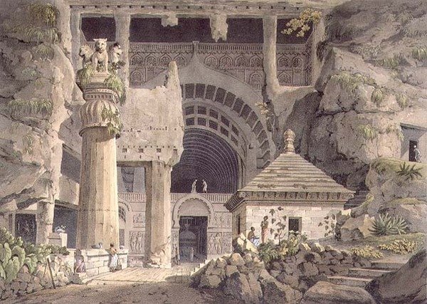 Escavações Antigas em Carli, placa XIV, gravada por Daniel Havell (1785-1826) 1809 (gravura) de Henry (after) Salt