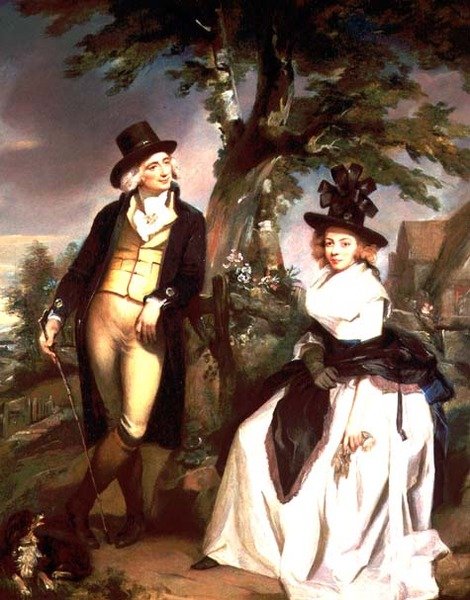Retrato de uma Senhora sentada e seu marido de pé de Henry (attr. to) Singleton