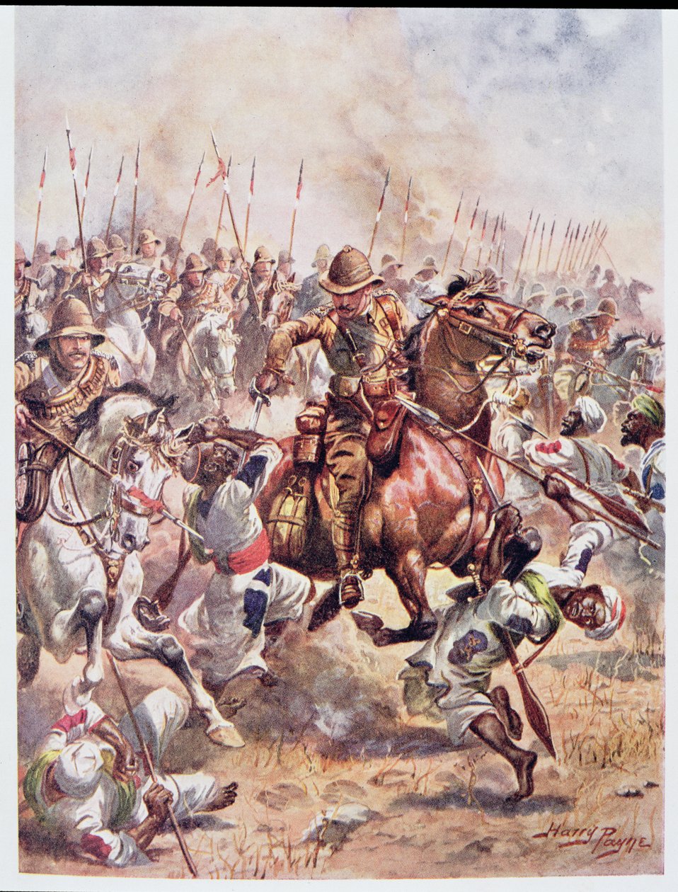 Carga dos Vigésimos Primeiro Lanceiros, ilustração de "Batalhas Gloriosas da História Inglesa" do Major CH Wylly, Década de 1920 de Henry A. Payne