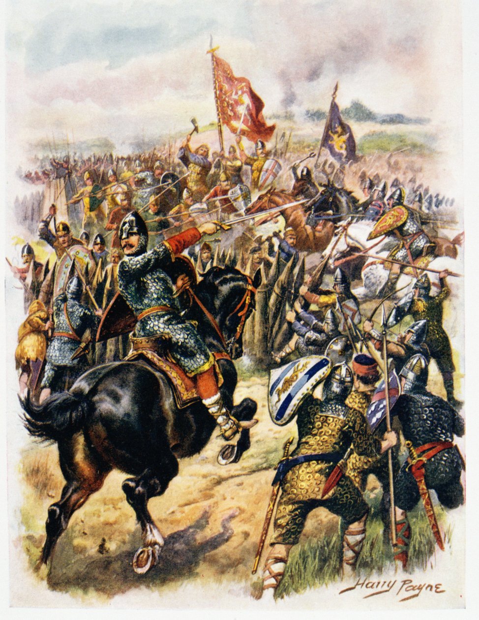 Harold&39;s (c.1022-66) Last Stand, ilustração de "Batalhas Gloriosas de Inglês da História Inglesa" do Major CH Wylly de Henry A. Payne