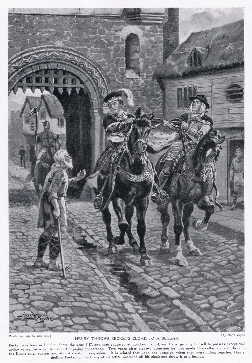 Henry joga o manto de Becket para um mendigo AD1117, 1920 de Henry A. Payne