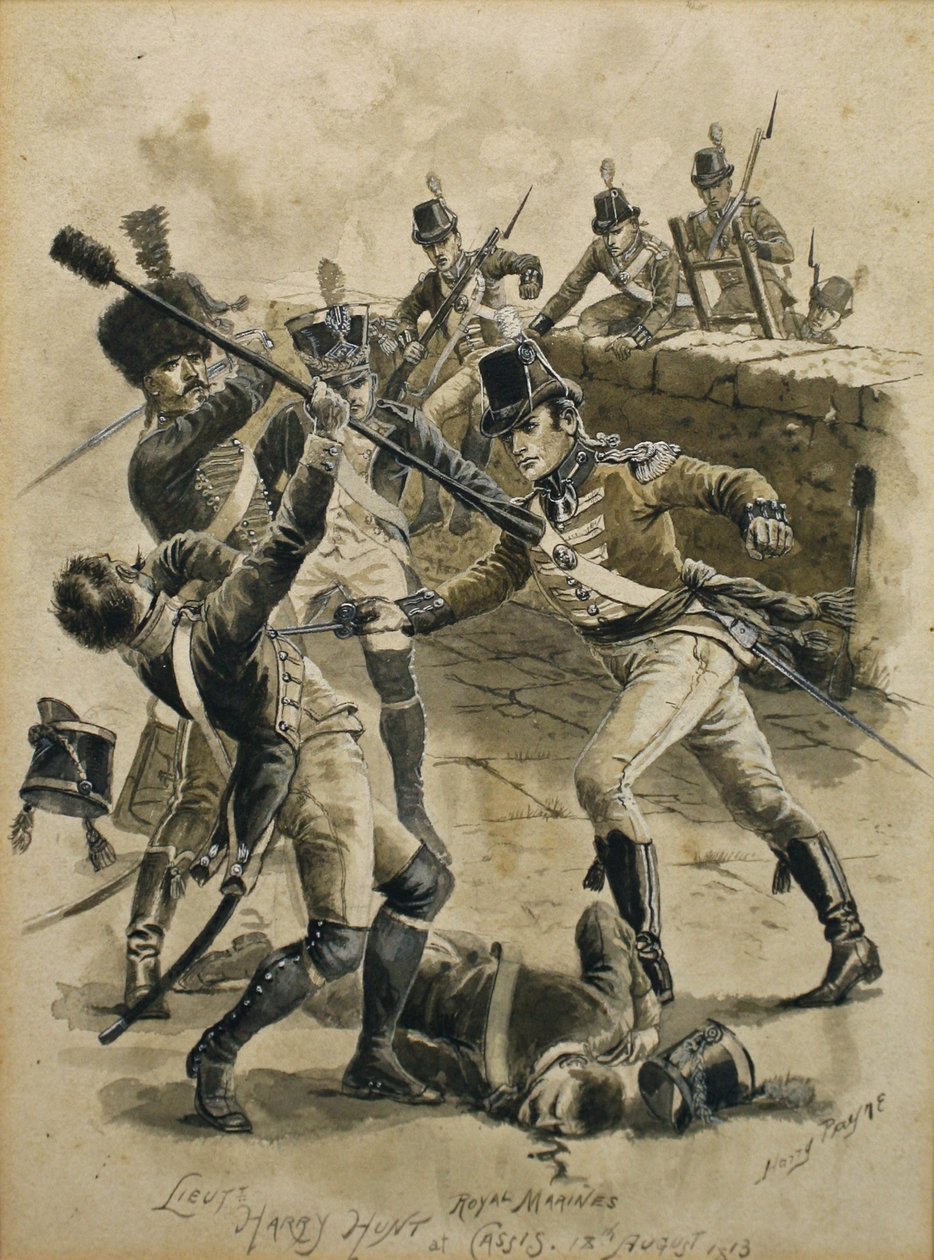 Tenente Harry Hunt Royal Marines em Cassis em 18 de agosto de 1813 de Henry A. Payne