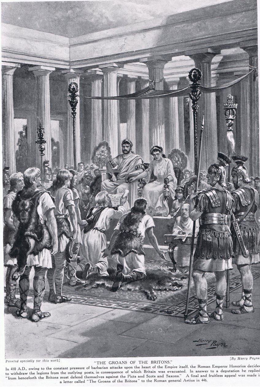 Os gemidos dos bretões, ilustração da "História das Nações de Hutchinson", c.1910 de Henry A. Payne