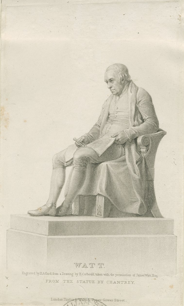 Handsworth - Monumento de James Watt: gravação de estiletes, nd [?19 cent] (impressão) de Henry Adlard