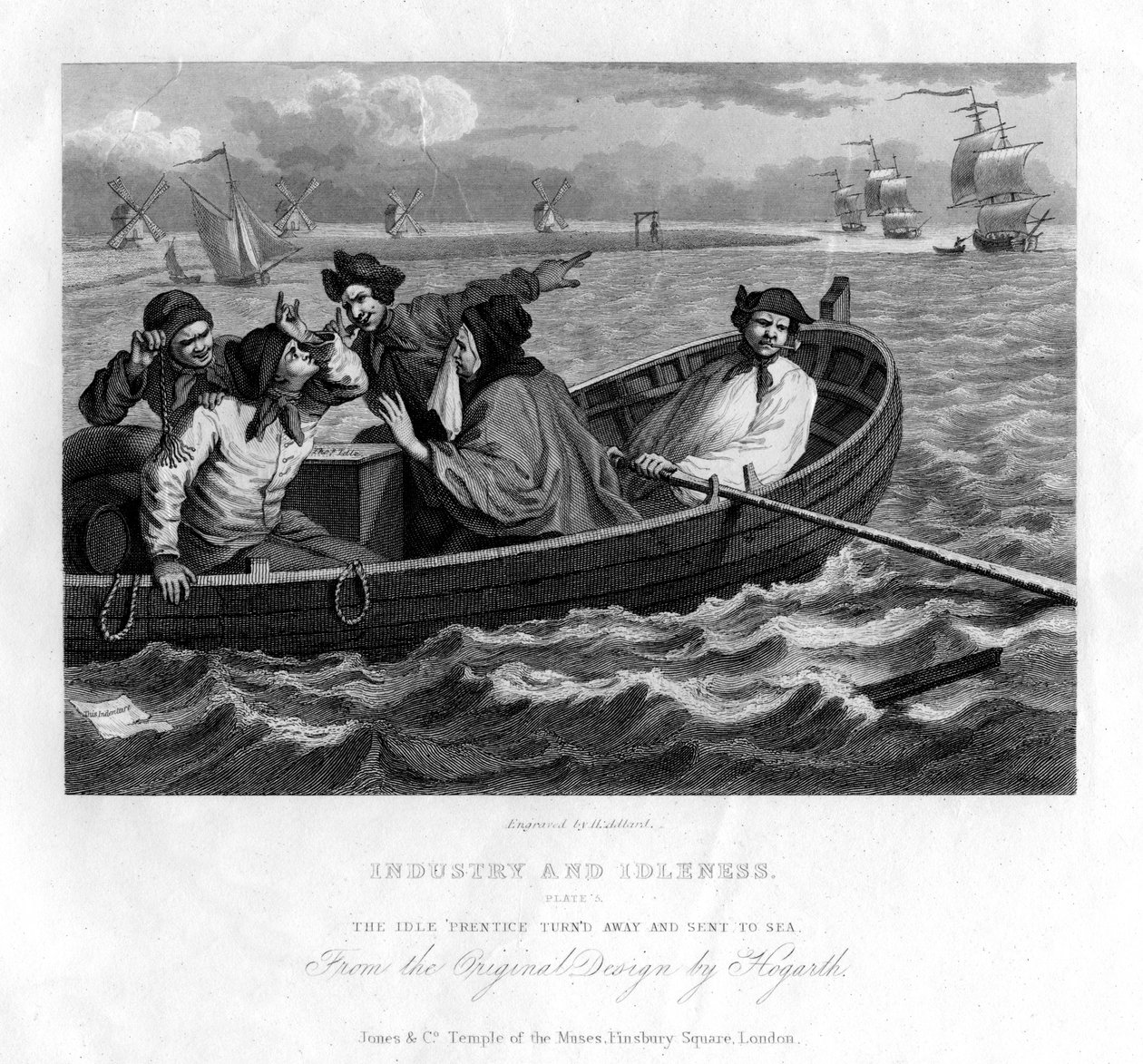 O aprendiz inativo se afastou e foi enviado ao mar, placa V da Indústria e Ociosidade, 1833. de Henry Adlard
