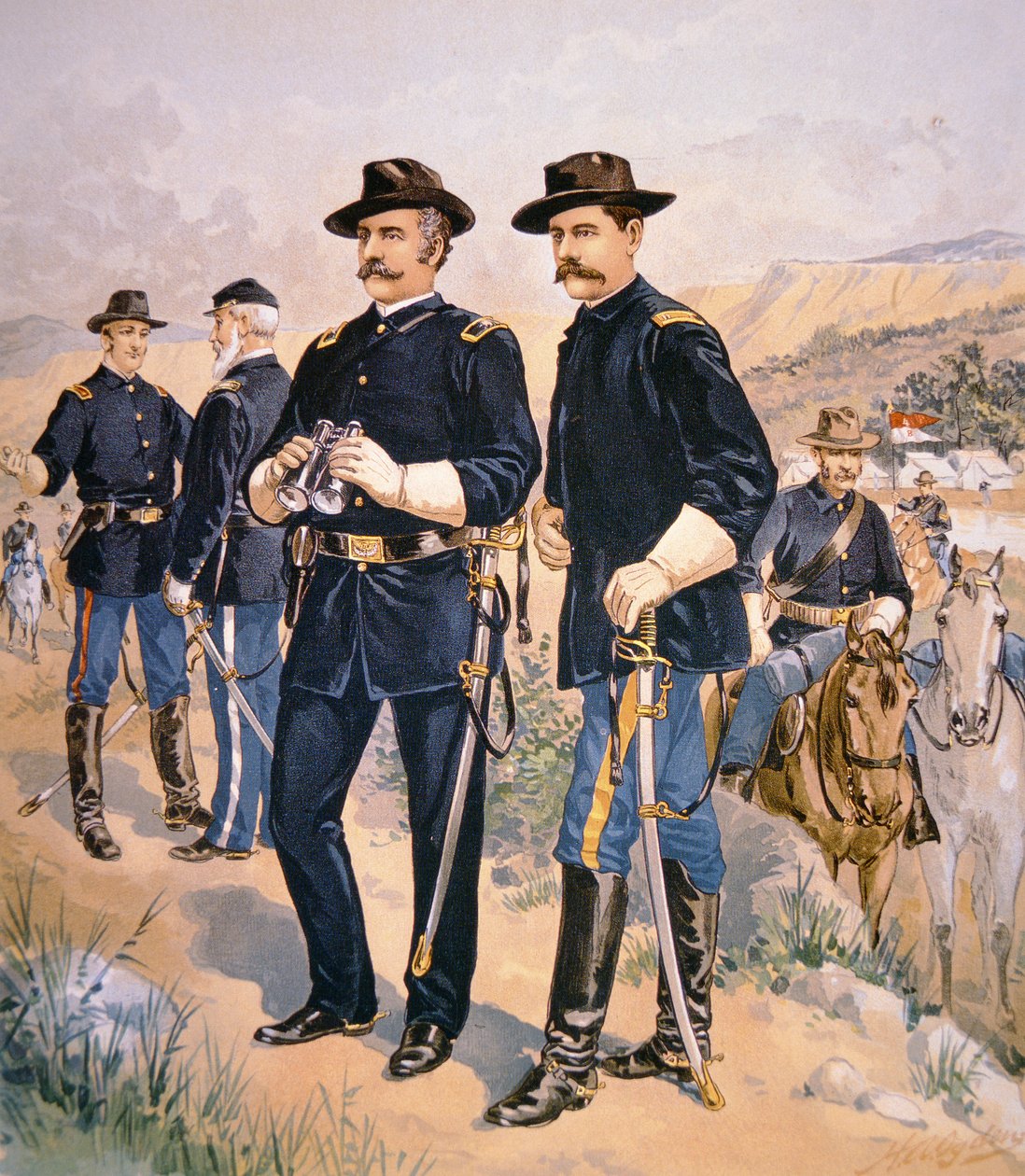 Brigadeiro-General Nelson A. Miles, oficiais de linha e alistou-me em vestido de campanha de 1888 (cor litho) de Henry Alexander (after) Ogden