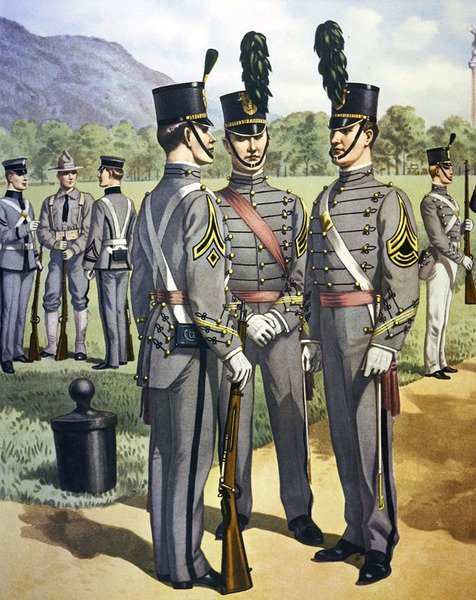 Fardas de cadete da Academia Militar de West Point de 1902-07 (cor litho) de Henry Alexander (after) Ogden
