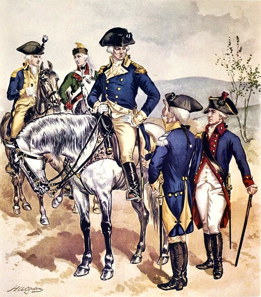 Fardas do exército americano de 1779-83 (aguarela sobre papel) de Henry Alexander Ogden