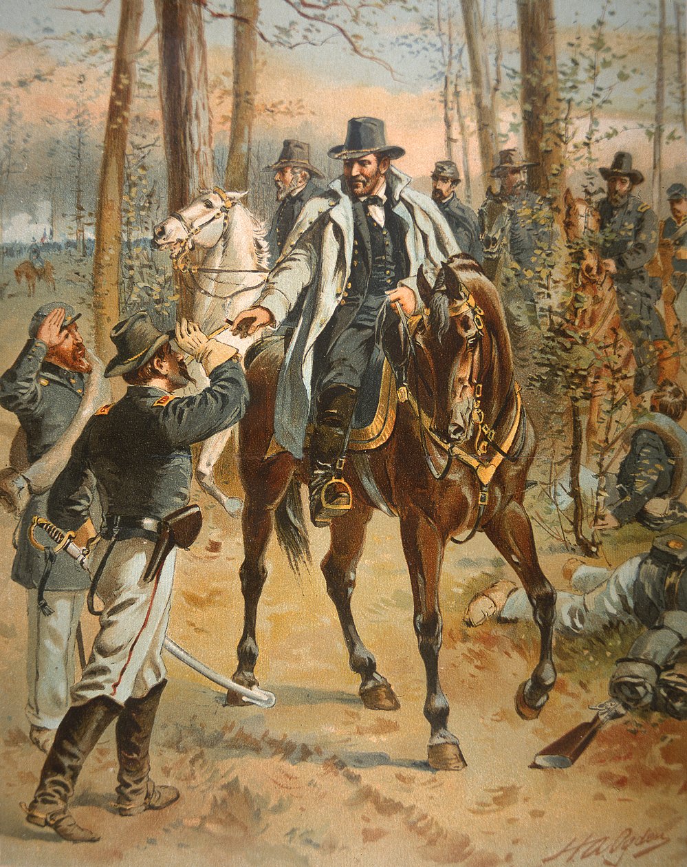 Campanha "General Grant in the Wilderness", 5 de Maio de 1864 (cor litho) de Henry Alexander Ogden