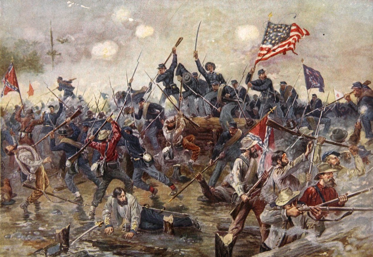 A Batalha de Spotsylvania, 8-21 de maio de 1864 (litografia a cores) de Henry Alexander Ogden