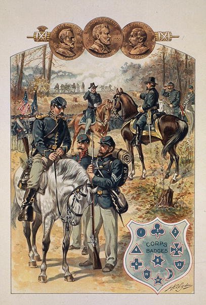 Uniformes da União e Crachás do Corpo (aguarela sobre papel) de Henry Alexander Ogden