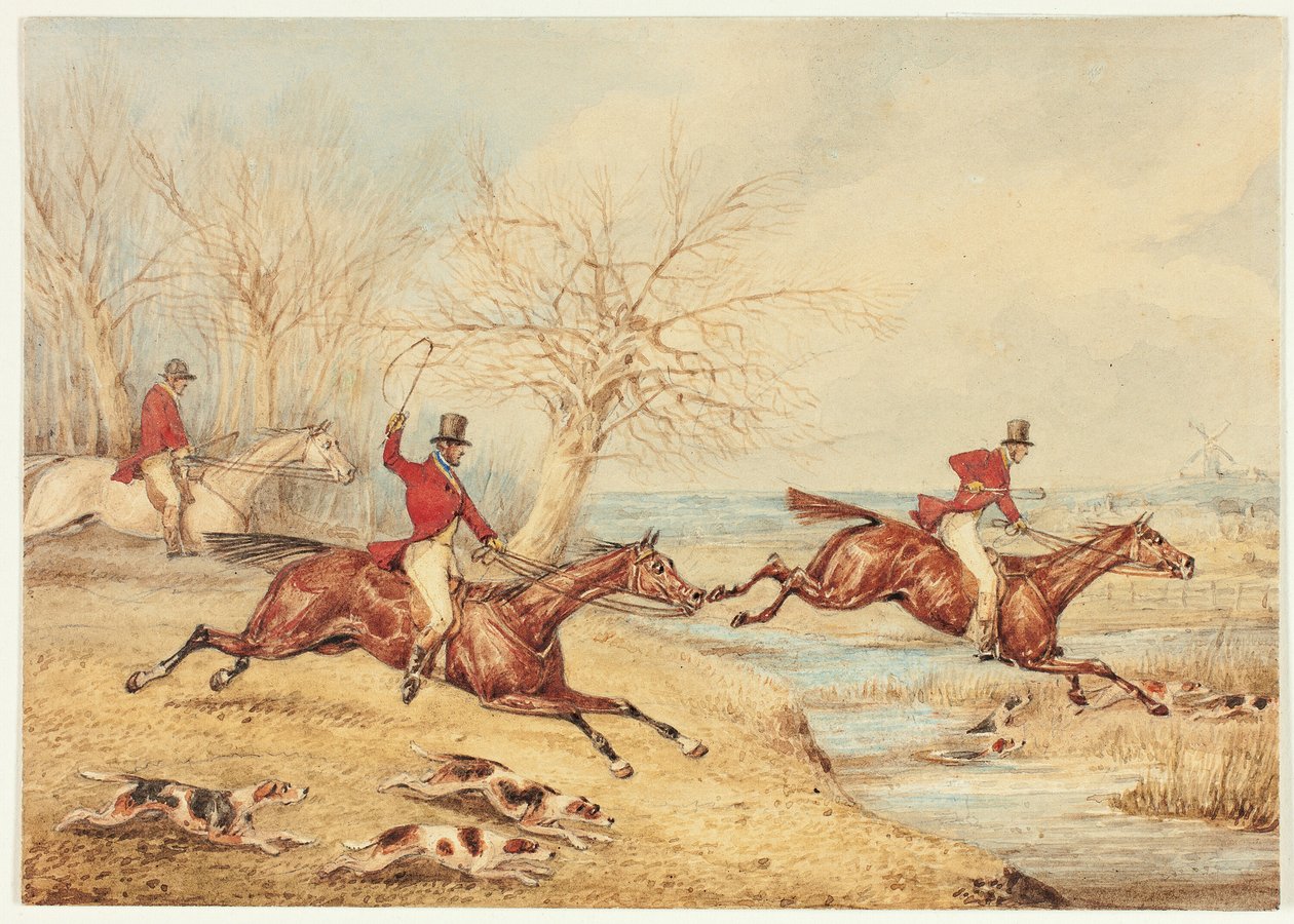 Caçadores montados com cães de Henry Alken
