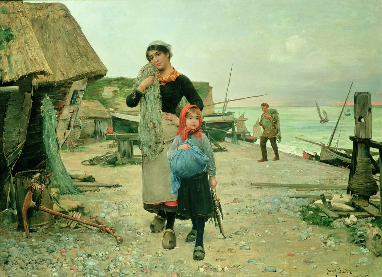 Pescadores voltando com suas redes, Etretat de Henry Bacon