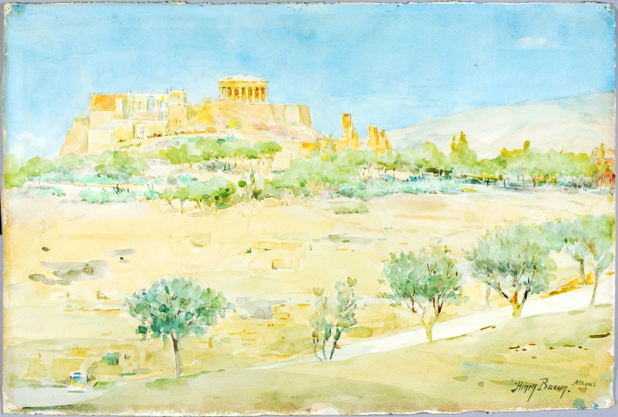 Vista geral da Acrópole ao pôr do sol de Henry Bacon