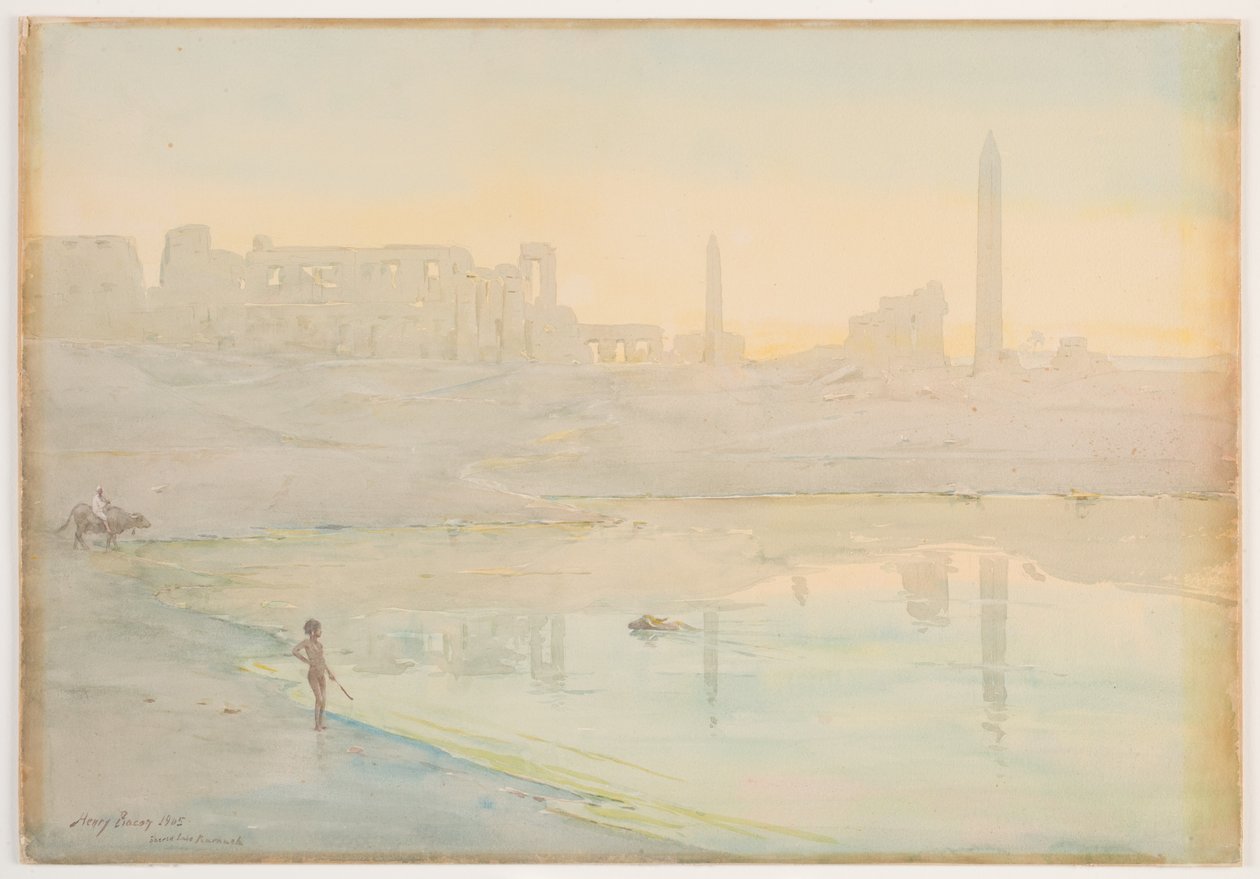 Lago Sagrado, Karnak, 1905 (wc sobre lápis sobre papel) de Henry Bacon