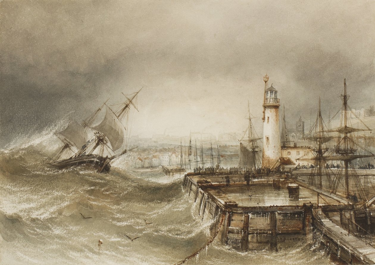 A entrada para o porto de Scarborough (wc no papel) de Henry Barlow Carter
