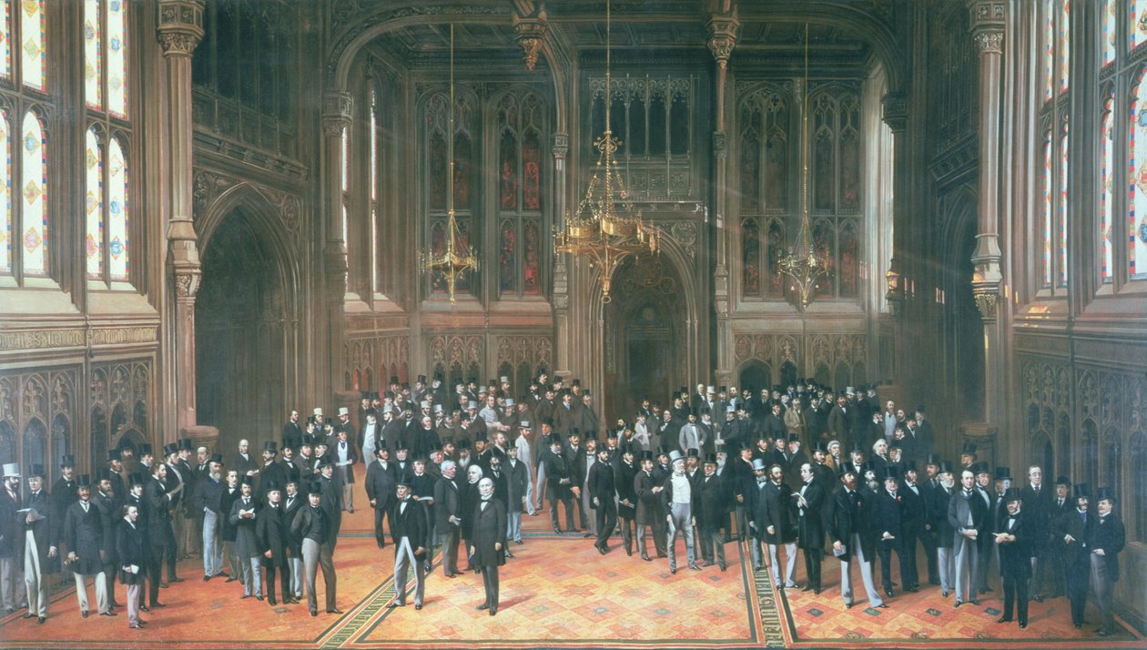Lobby dos Membros, Casas do Parlamento, 1872-73 de Henry Barraud