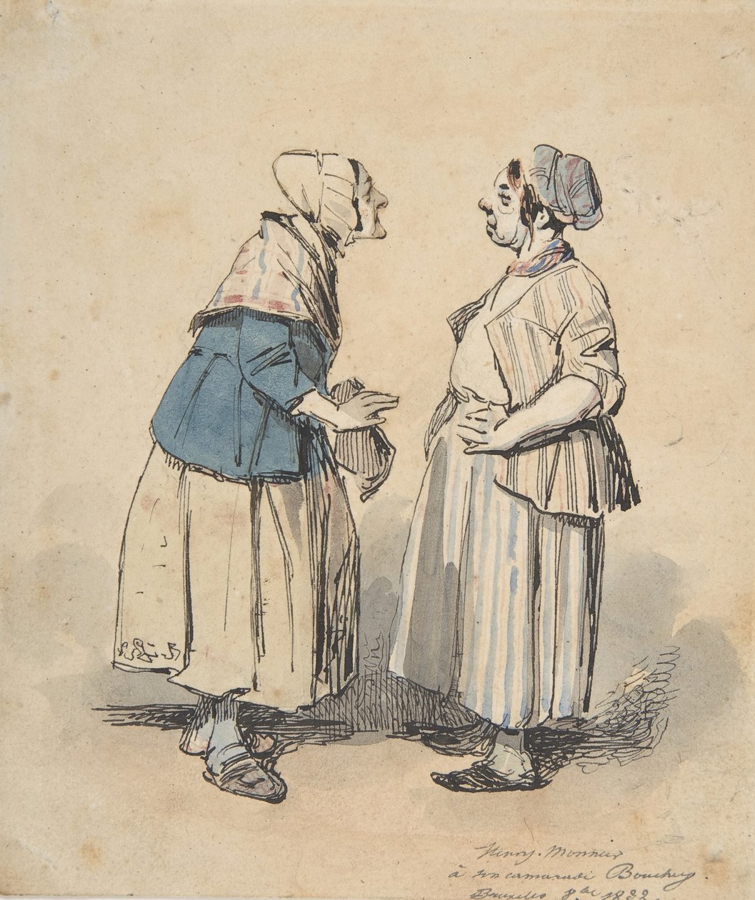 As duas fofocas Les Deux Commères, 1832. de Henry Bonaventure Monnier
