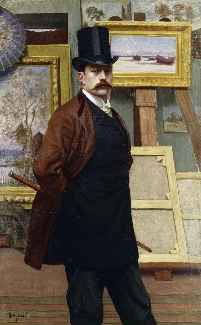 Auto-retrato do artista em seu estúdio (óleo sobre tela) de Henry Bouvet