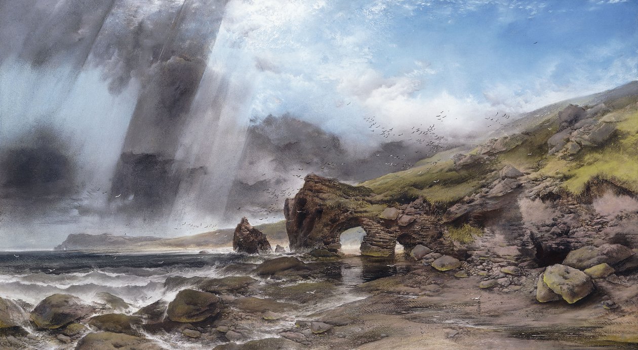Rocky Coastline em Padstow, Cornualha, de Henry Bright