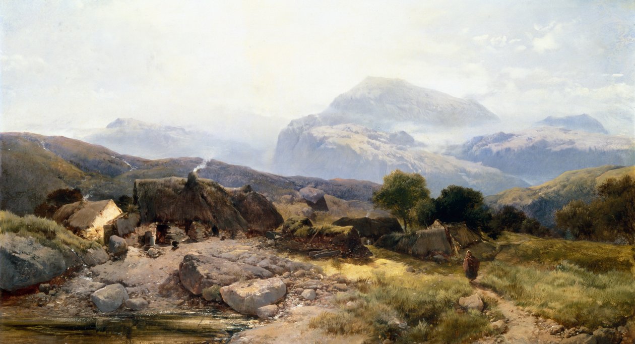 Nas Colinas de Gales (óleo sobre tela) de Henry Bright