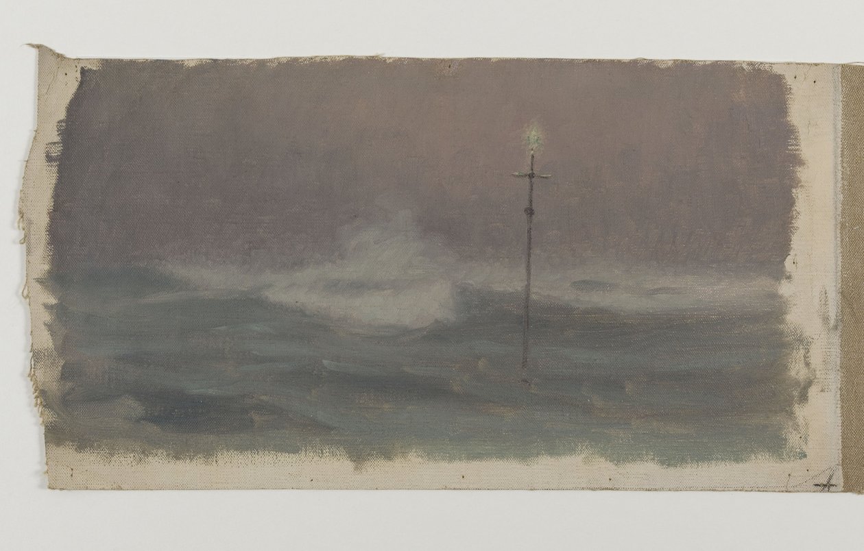 Cruz e onda, Bretanha, cerca de 1905 (óleo sobre tela) de Henry Brokman Knudsen