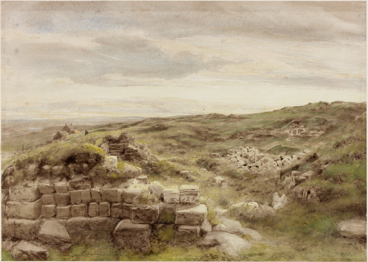 Housesteads, c.1848 (lápis e aquarela sobre papel) de Henry Burdon Richardson